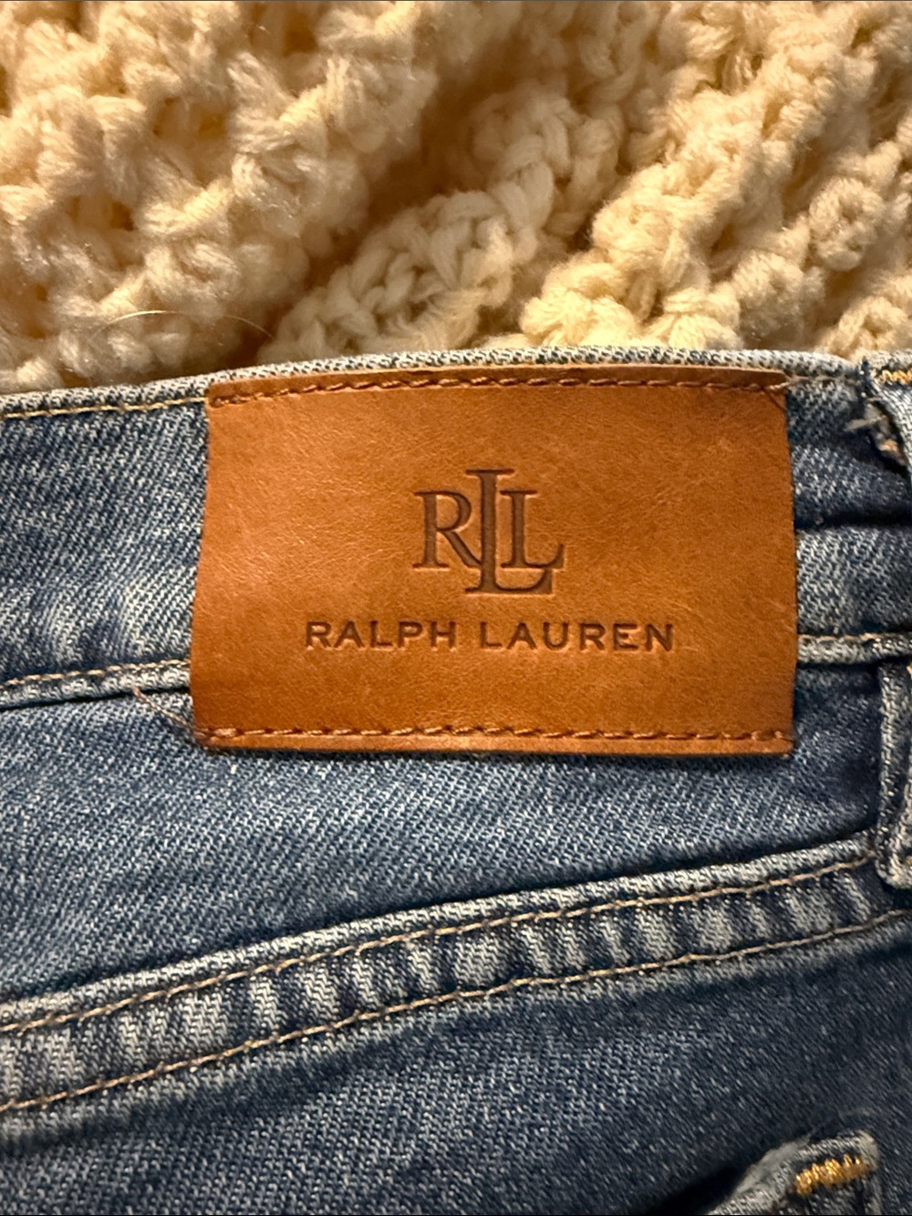 Lauren Ralph Lauren Women's Blue Patchwork Boot Cut Jeans Size 12 - Picture 4 of 7